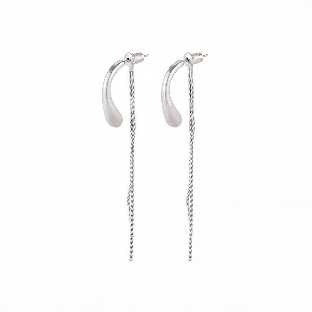 Silver Needle Water Drop Tassel Earrings - Retro, Light Luxury, Simple Cool Style Accessories