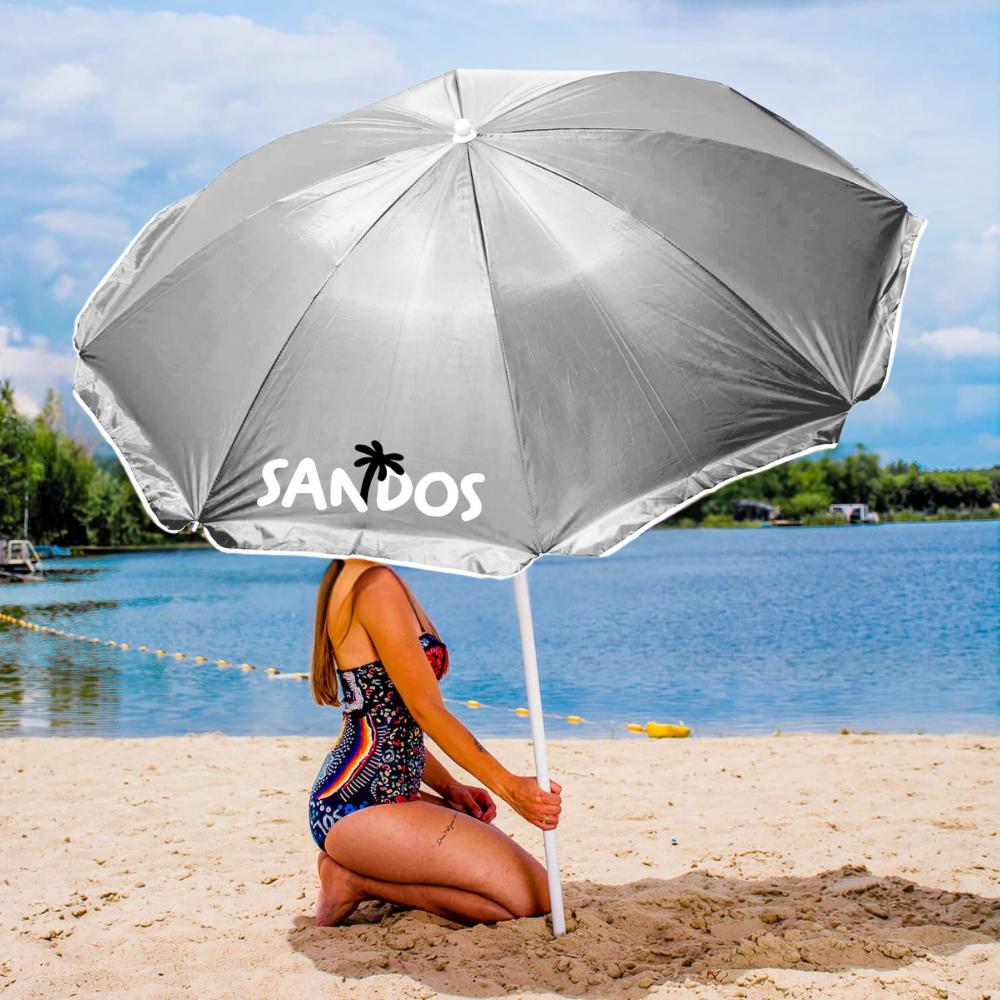 Beach umbrella with UV filter - gray