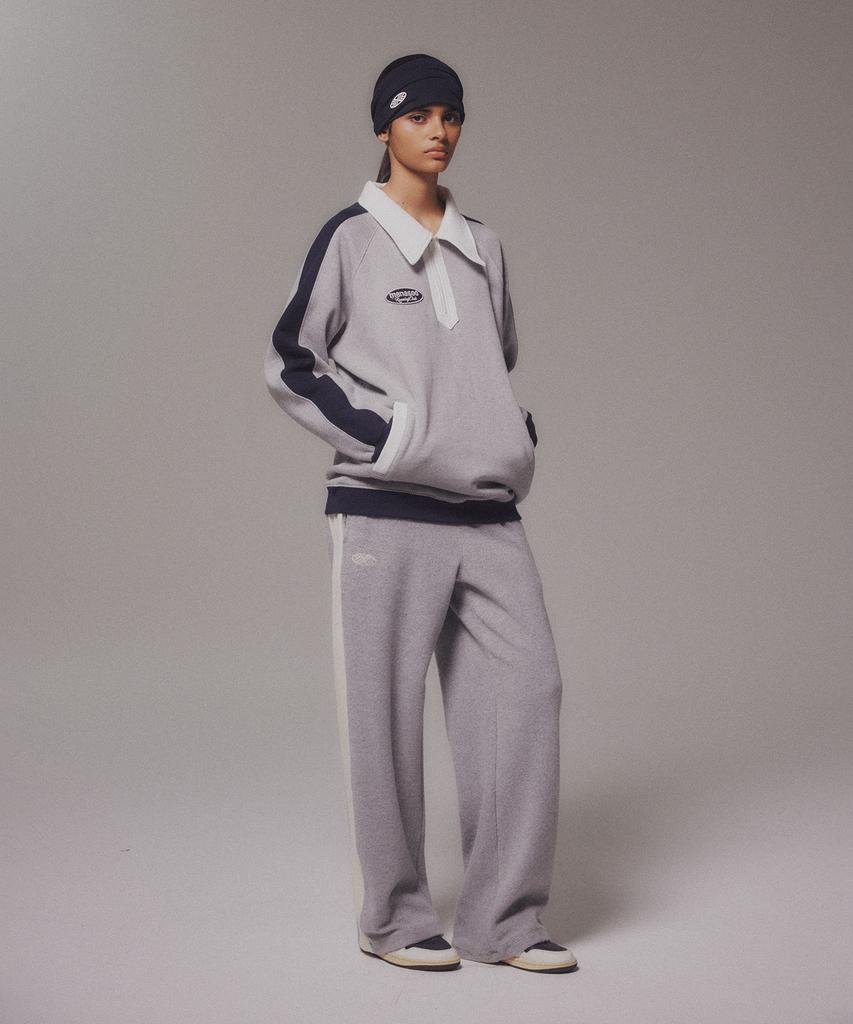 Minasu Color Combination Sweatshirt_Gray_Fleece-Lined Fabric