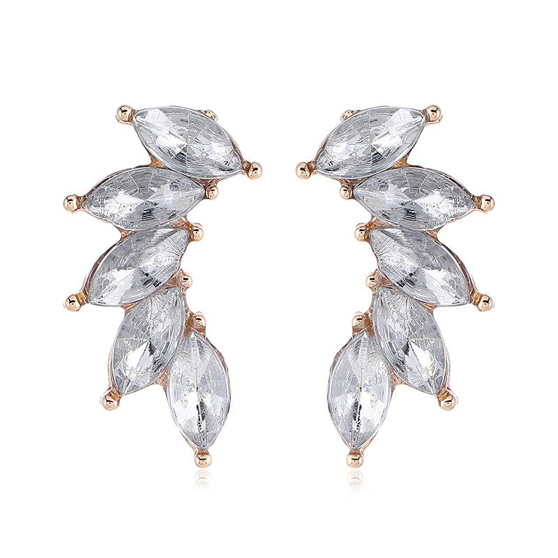 Trendy Rhinestone Wing Earrings: Stylish Crystal Flower Design