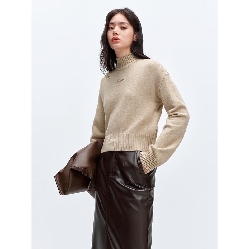 Peacebird Women's Semi-High Collar Knit Sweater