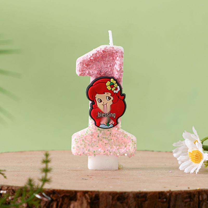 Temu Xi Yin Red Princess Birthday Number Candles 0-9 for Cake Decoration