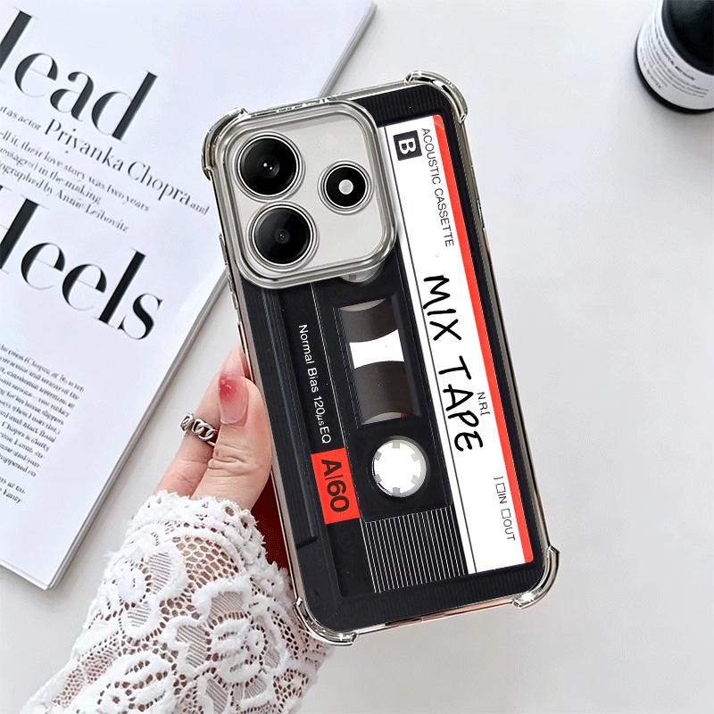 Vintage 90S Cassette Tape Pattern Soft Phone Case For Xiaomi Redmi Note 14 15 Pro Plus 13 12 11S 11T 5G 10 9S 9 Plating Anti-Fal
