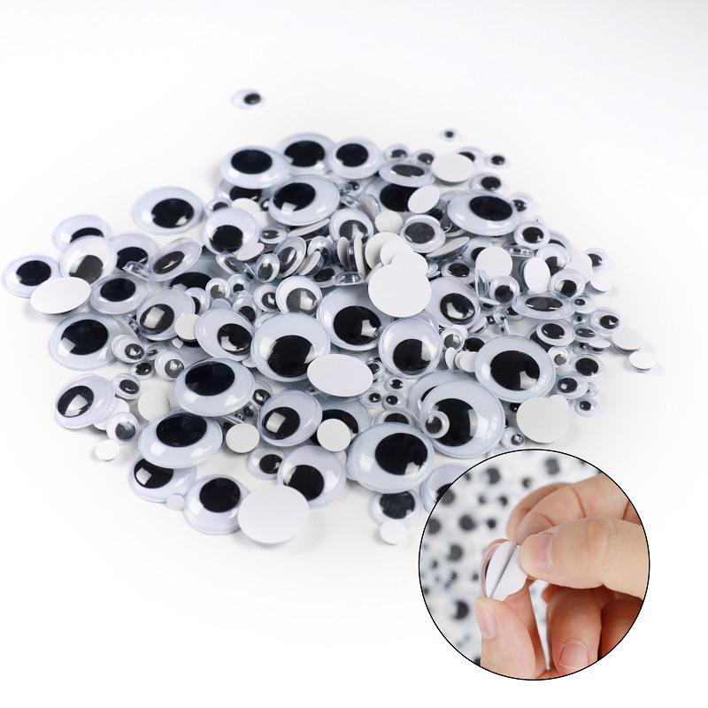 Self-Adhesive Black & White Wiggle Eye Stickers for DIY Crafts