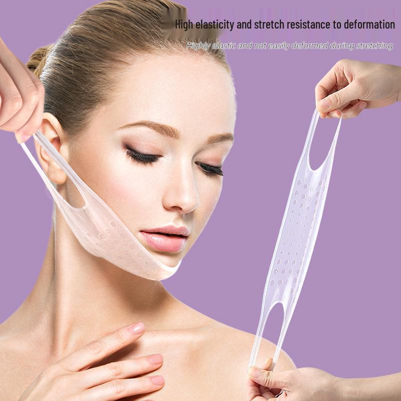3D Silicone V-Face Lifting Bandage with Ear Loops for Double Chin and Sleep Support