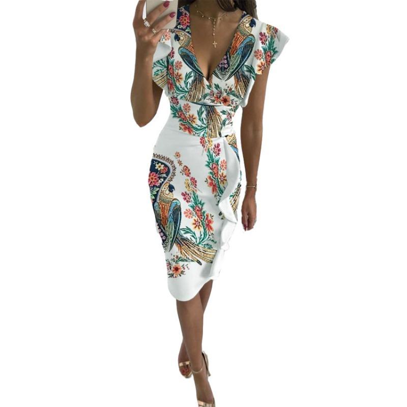 BITCED Fashion Summer Spring Short Sleeve V-Neck Casual Dresses Unique design