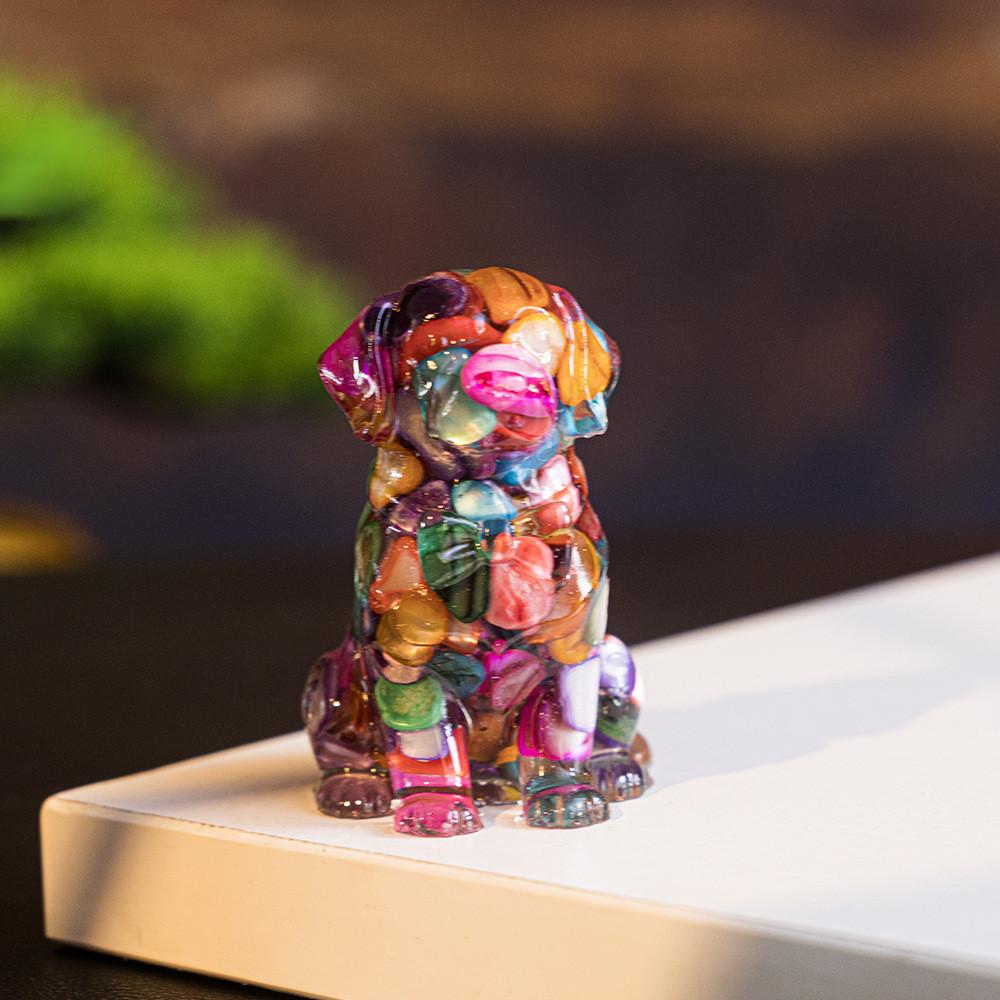 Resin Crystal Dogs Snow Shih Tzu And Golden Retriever Home Decor Gift For Animal Lovers