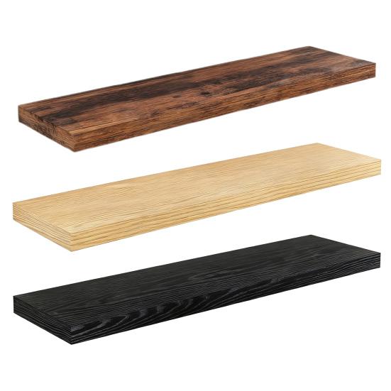 2Pcs/Set Wooden Floating Shelves Wall Mounted Storage Display Shelves Rustic Floating Wall Shelves for Bathroom Bedroom Living Room Kitchen Decor