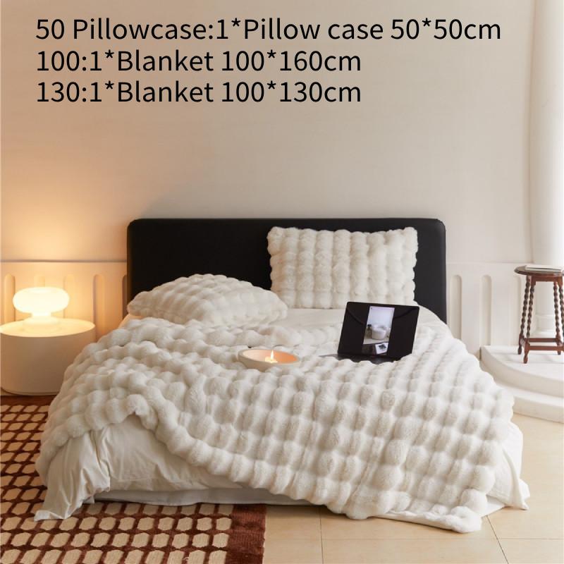 

Rabbit Faux Luxurious Fur Throw Blanket Soft Cozy For Couch Bed Gift Travel 50*50CM Pillowcase белый