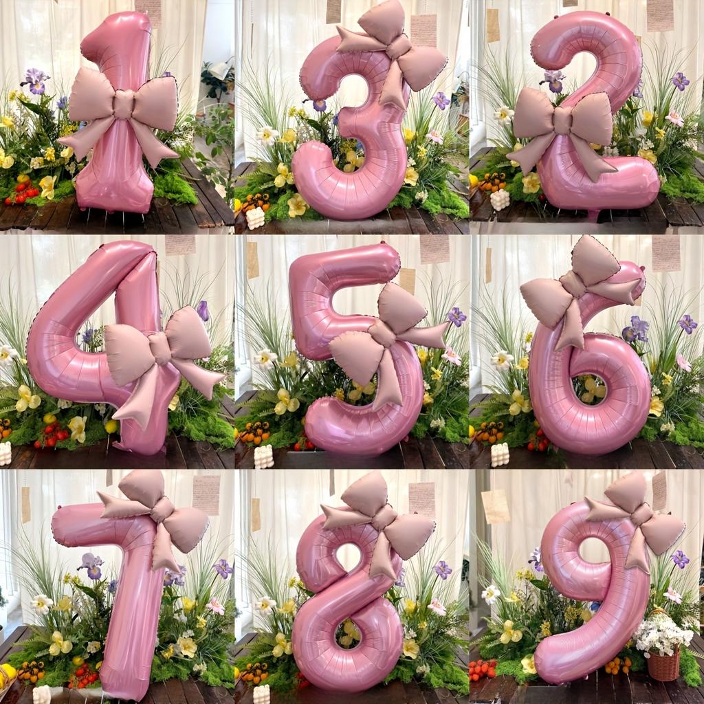 1pc Large Pink Number-Shaped Foil Balloons for Birthday Party Anniversary Festival Banquet Celebration Atmosphere and Decorative