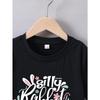 European Size Girls Summer Short Sleeve Easter Egg Jesus Bunny Ears Print T Shirt for Easter
