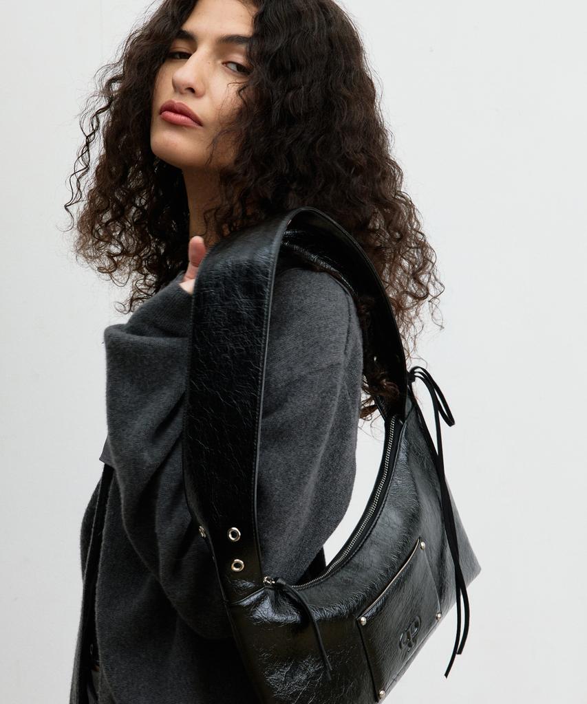 Christine Project Eyelet Flat Shoulder Bag(Black Pepper)