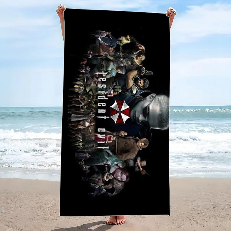 Evil Zombie Game Print Beach Towel, Large Soft Quick Dry Towel for Beach Camping Swimming