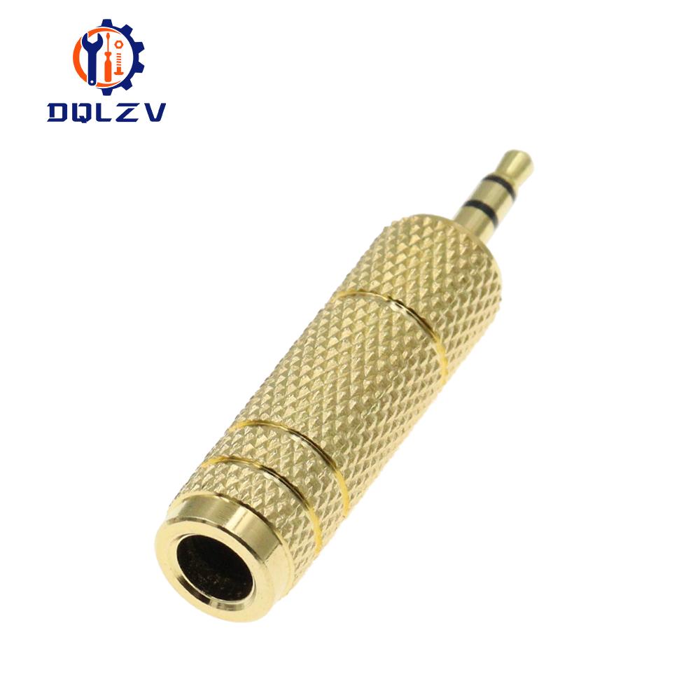 Gold 6.3mm 1/4" Male Plug To 3.5mm 1/8" Female Jack Stereo Headphone Audio Adapter Home Connectors Adapter Microphone Hot Sell