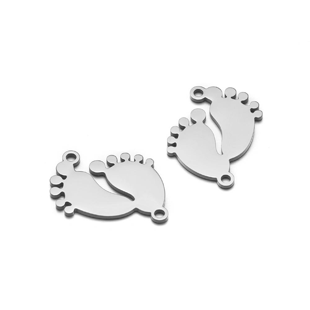

5pcs Stainless Steel Gold Cute Baby Feet Charms Bracelet Connectors Necklace Pendant for DIY Jewelry Earrings Making Findings