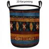 1pc Laundry Basket, Geometric Bohemian Style Patterned Dirty Clothes Basket, Rustic Ethnic Print Fabric Storage Bin with Reinforced Handles, Large Cap