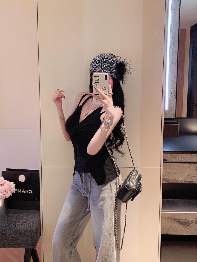 Women's Sexy Lace Halter Top with Padded Bust - Slimming Faux Two-Piece Versatile Tank