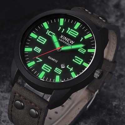 Men's Leather Date Casual Analog Quartz Wrist Watch Business Watches Gifts