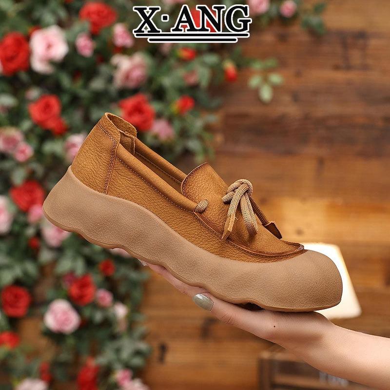 The First Layer of Cowhide Super Soft Sole Is Not Tired, Single Shoes for Women's Autumn New One-pedal Casual Doudou Shoes