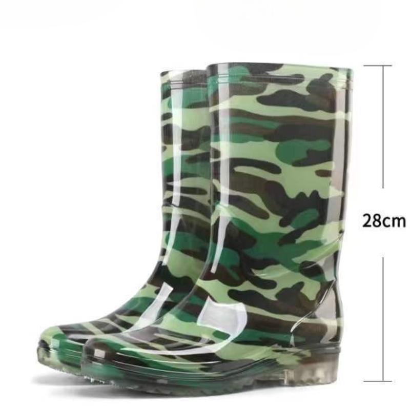 Farming Autumn Winter Print Men's Rain Boots Camo Plastic Fishing High Quality Outdoor On Offer Water Garden Gumboots Male Shoes