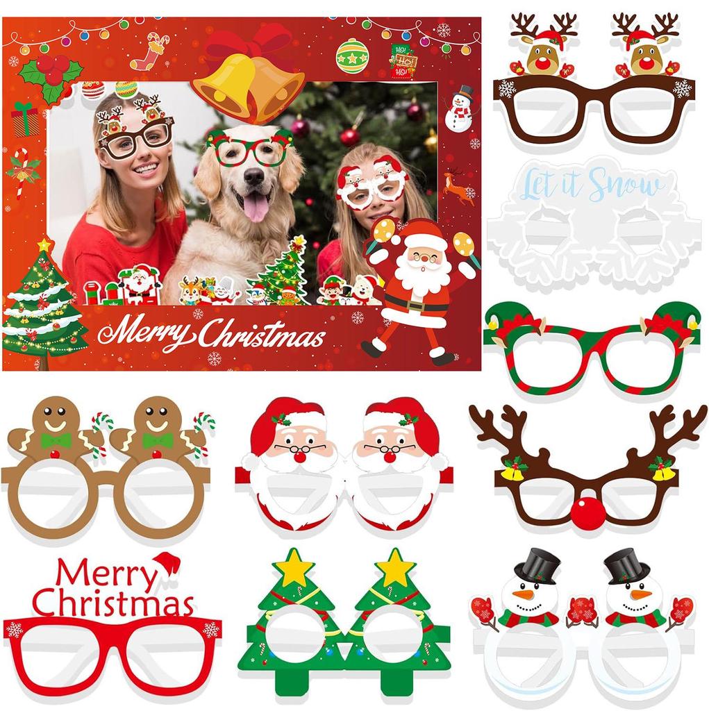 9-Pack 3D Christmas Glasses - Festive Snowman Masks for Adults & Kids, Perfect for Holiday Parties & Photo Props