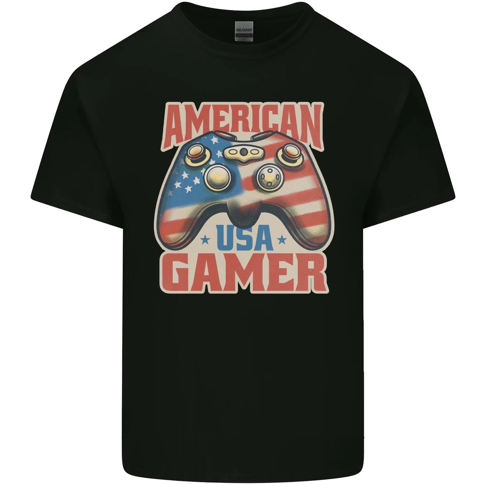 American USA Gamer Video Games Joypad Kids T-Shirt Childrens 4XL