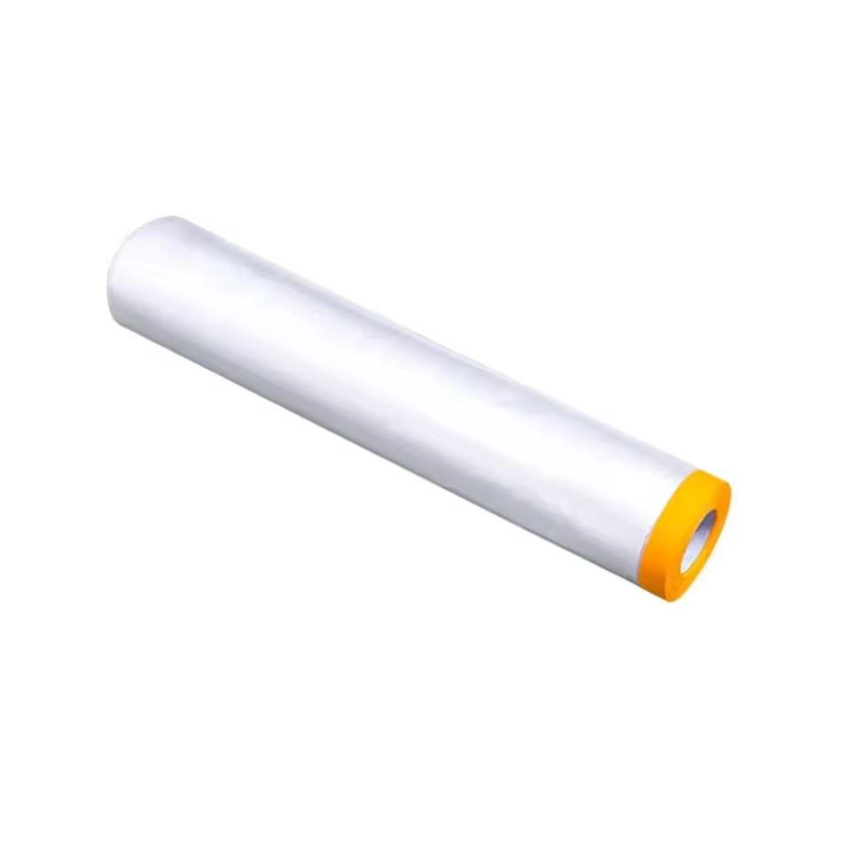 

1 Rolls 4x20m Tape and Drape, Pre-Taped Masking Film, Adhesive Plastic Painting Drop Film, Multi Use Paint Masking Paper 1.1x20m чистый
