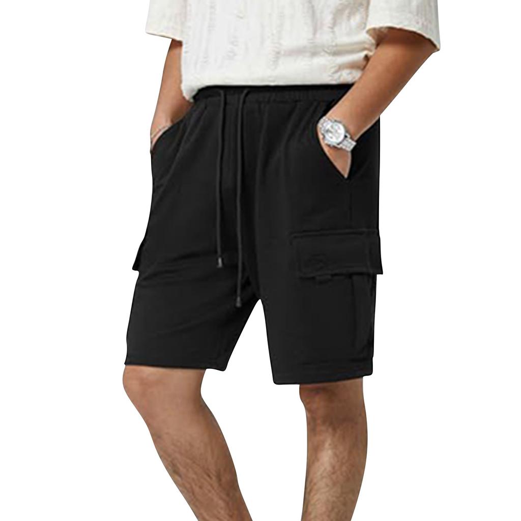 Men Casual Relaxed Fit Drawstring Waist Shorts with Multiple Pockets for Sports and Activities Lightweight Material