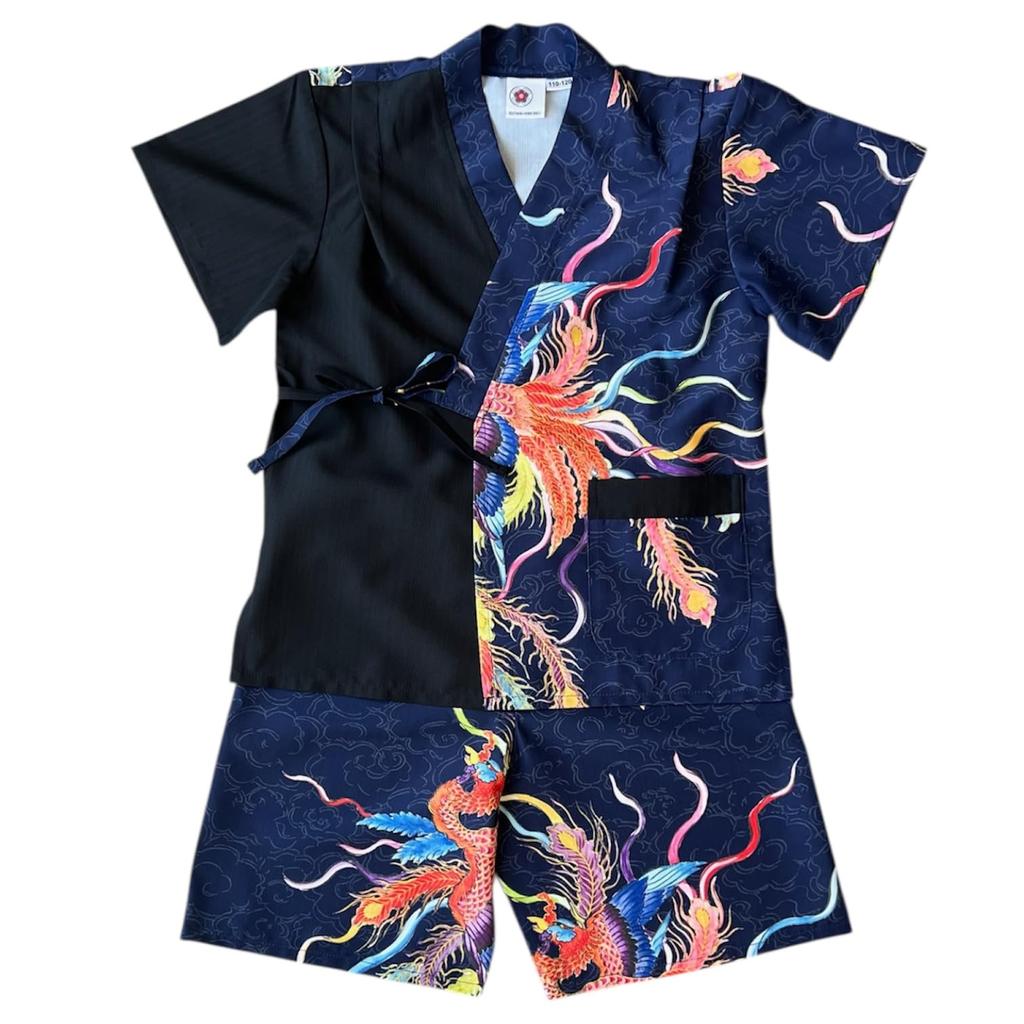 Unique Designs by Kutani Ware Artists Jinbei and Set Phoenix Designed by Daiki Yamazaki Kutani Kimono [KUTANI×KIMONO] Kids' (top Bottom) (2 Pieces)