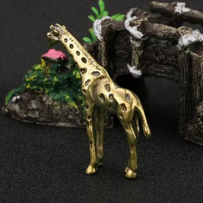 Creative Animal Solid Brass Giraffe Small Statue Desktop Ornament Figurines Miniatures Decorations Crafts Home Decor Accessories