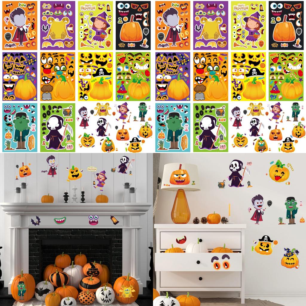 Creative Cm2304010 Cross-border Halloween Pumpkin Puzzles Fun Decoration Stickers Set