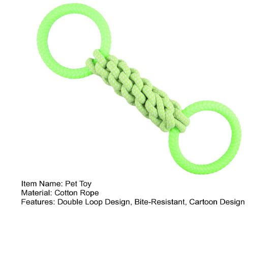 Pet Toy Double Loop Design Cotton Rope Interactive Puppy Chew Toy Bite-resistant Teeth Oral Health Safe Chew Toy