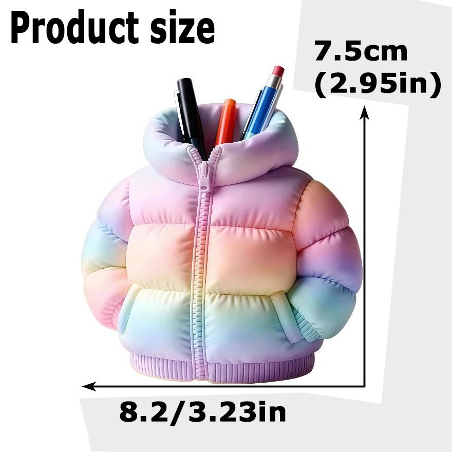 3D Puffer Jacket Shaped Pen Holder Creative Stand Up Desk Storage Pouch Cute Office Stationery Organizer Box For Home