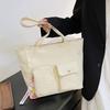 Large capacity canvas bag, women's spring new fashion casual shoulder bag, student class commuting tote bag