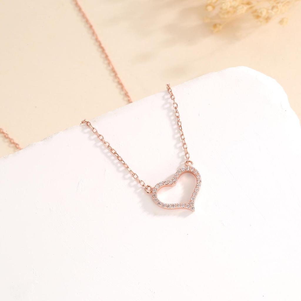 Beixi S925 Sterling Silver Rhinestone Heart Clavicle Chain - Elegant and Simple Luxury Jewelry