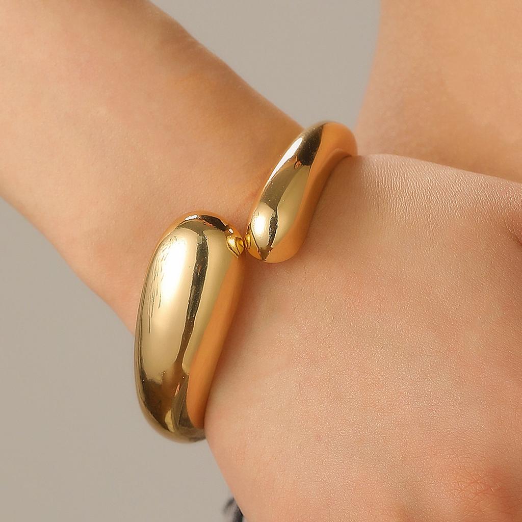 DIEZI Retro Vintage Water Drop Choker Necklace Bangle Ring Set For Women Punk Geometric Gold Color Metal Bangles Jewelry Set