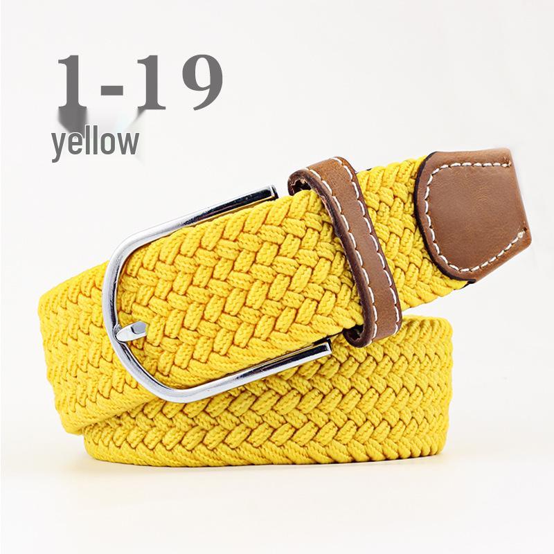 Korean Style Elastic Braided Canvas Belt with Pin Buckle for Men and Women