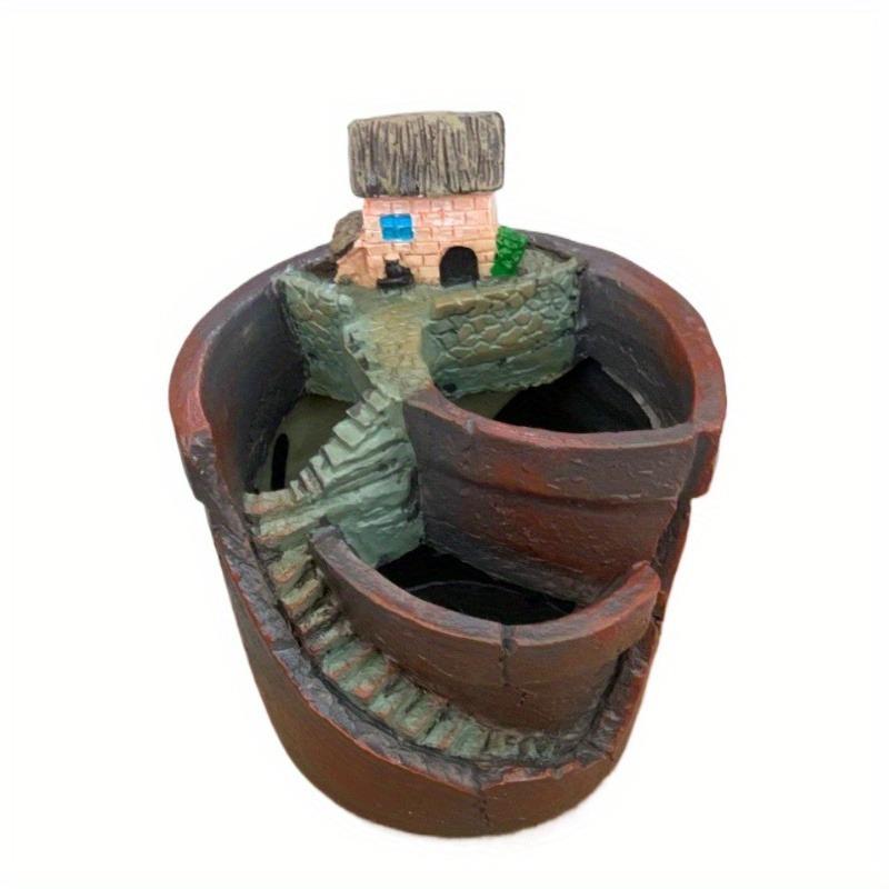 Mini House Figurine Resin Flower Pot Sky City Creative Planter for Flower Pot Herb Cacti Succulent Plants Home Garden Decoration