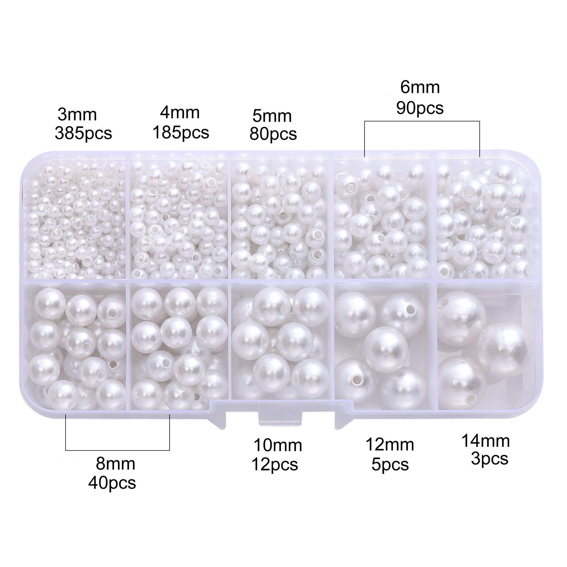 

Коробка из 10 белых перфорированных/неперфорированных бусин ABS с жемчугом для браслета, ожерелья и рукоделия porose белый