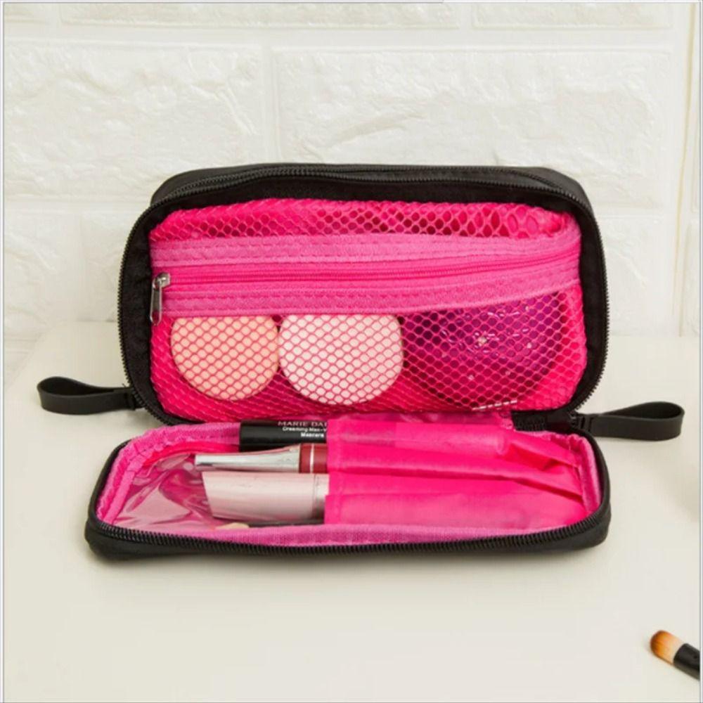 Black Mini Make Up Bag For Female Designer Travel Nylon Storage Bag For Girl Fashion Daily Doule Zipper Small Cosmetic Bags