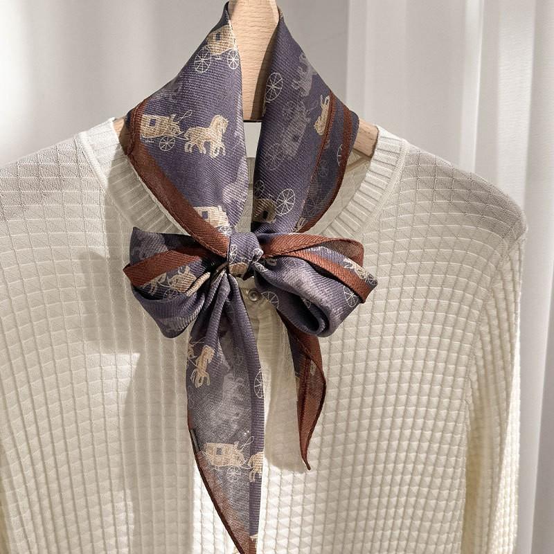 Silk Scarf Women Lightweight Square Neck Wrap Stylish Neutral Tone 2025 Fashion Accessory