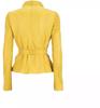 Women's Genuine Lambskin Leather Yellow Jacket Designer Biker Jacket Belted Coat