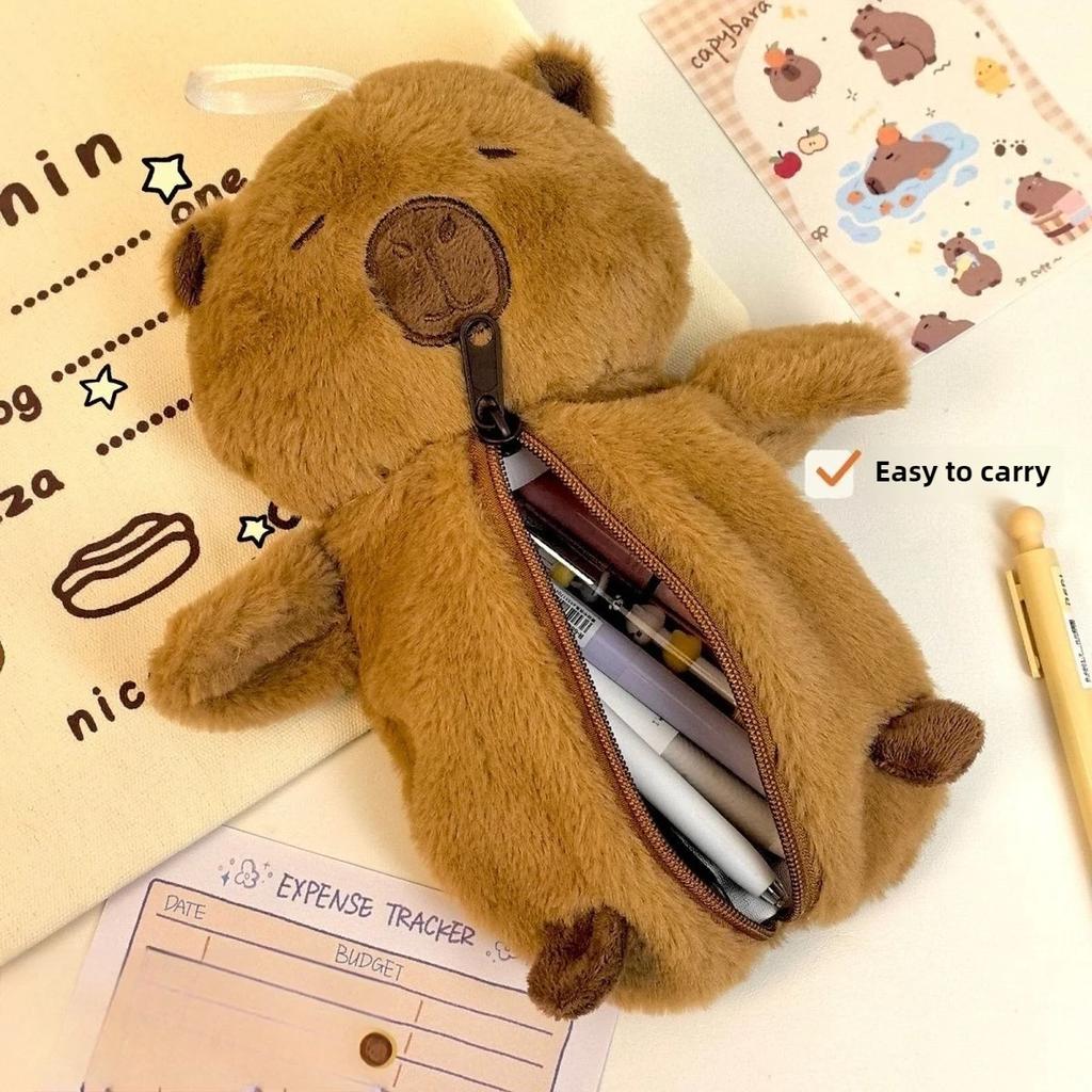 1-5PCS Capybara Plush Pencil Case Large Capacity Cute Cartoon Student Storage Pouch Desk Stationery Organizer Storage Bag