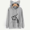 Women's Cat Print Fleece Hoodie - Spring/Autumn Collection