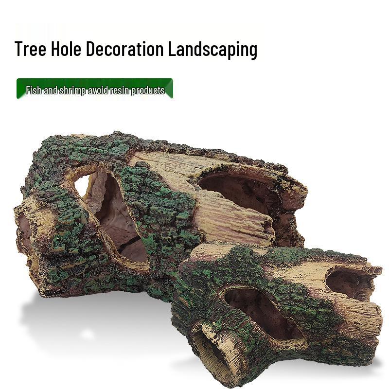 Aquarium Landscape Resin Tree Stump Cave for Reptiles, Fish, and Shrimp