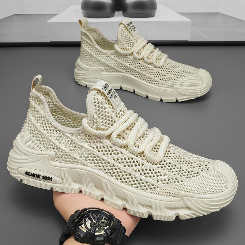 Herrenschuhe Sommer Neue Atmungsaktive Hohle Mesh-Schuhe Herren Sportschuhe Rutschfest Lässige Fly-knit Dad-Schuhe