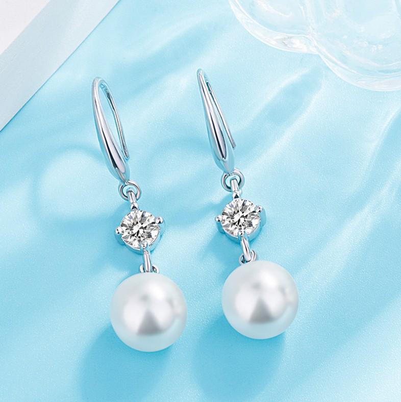Korean Style Zirconia & Pearl Earrings Studs
