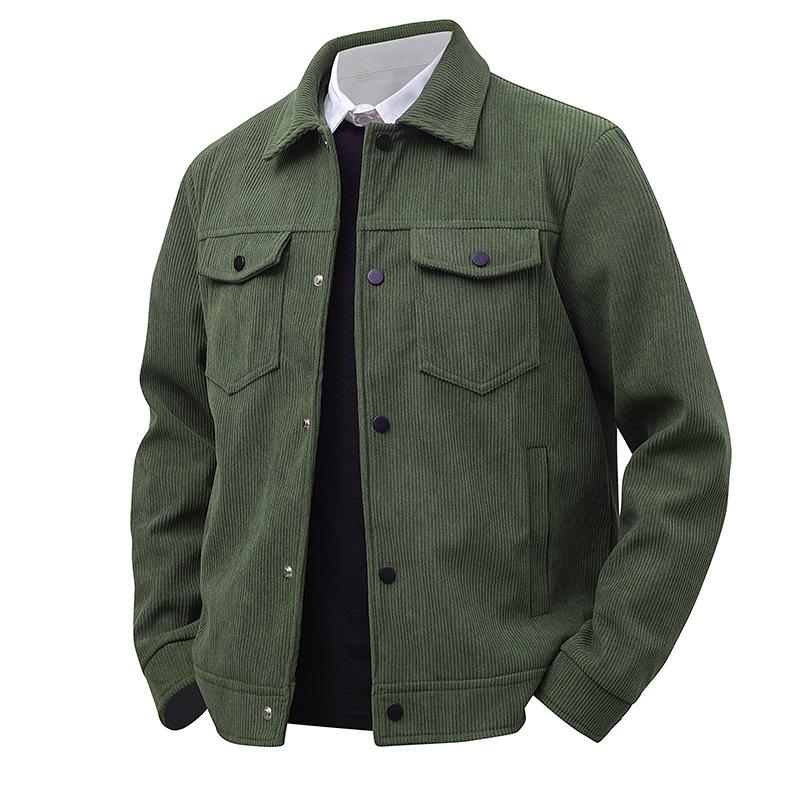 Corduroy Jacket for Middle-aged and Young Business Jacket, Autumn Simple and Versatile, Spring Long Sleeved Lapel Jacket