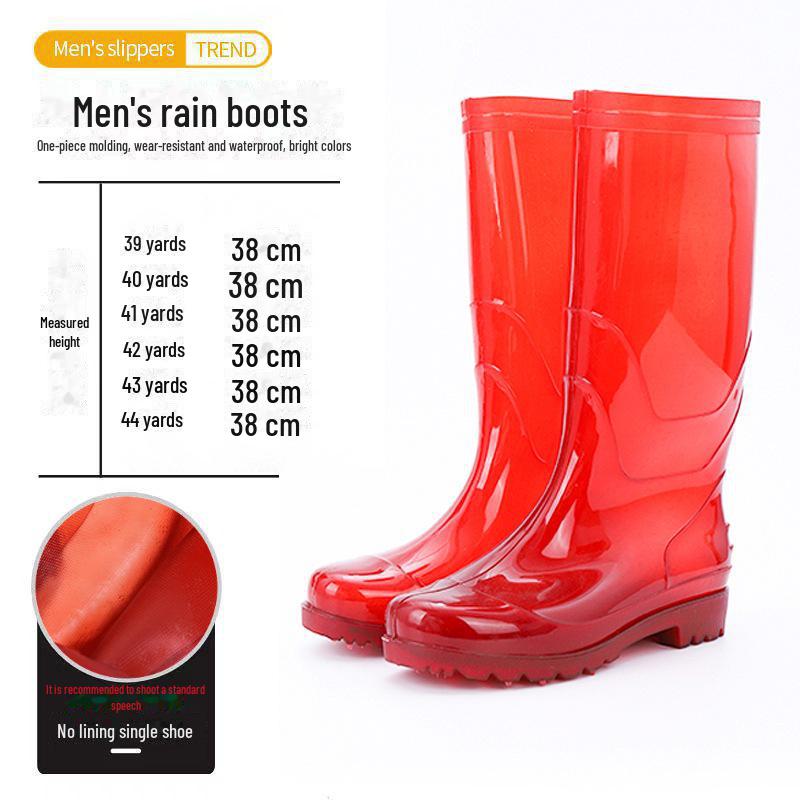 Free Shipping: Men's High-Top Rain Boots, Warm Mesh, Non-Slip, Wear-Resistant, Construction-Grade, Long Tube Rubber Water Shoes.