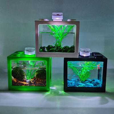 Fish Tank Transparent Energy Saving Acrylic LED Light Aquarium Tank Kit for Room Decor